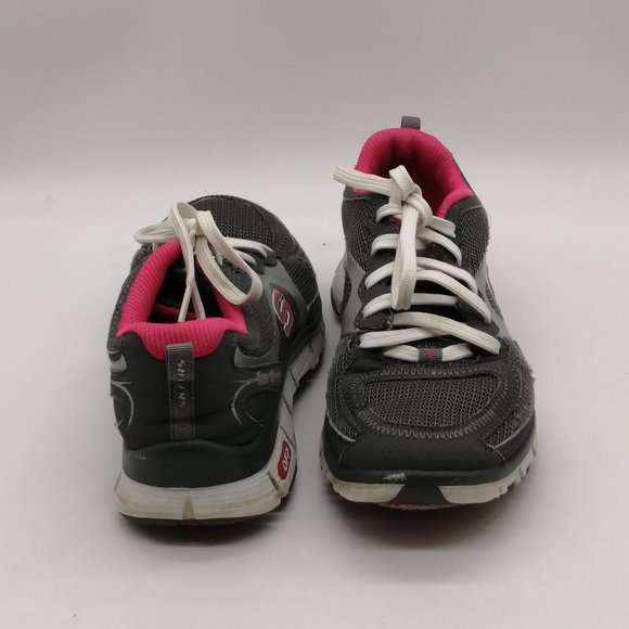 Skechers Womens Sneakers Tones Up Fitness Gray Pink Lace Up Round Toe Low Top 8 - Picture 3 of 9